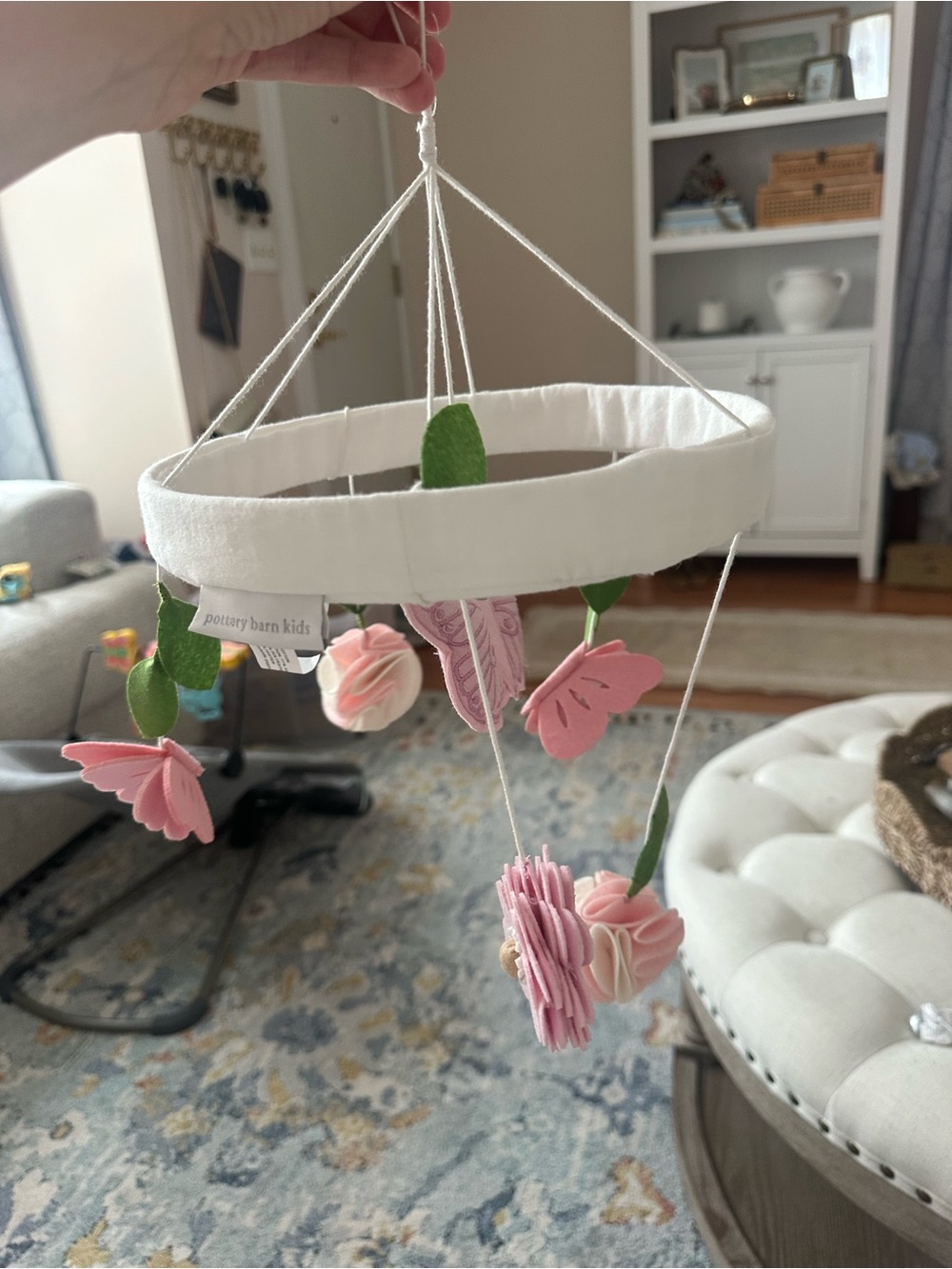 Pottery Barn Kids Pink and Green Felt Flower Mobile